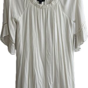 NAIF Cream Boho Peasant Tunic Dress with Ruffle Sleeves